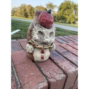 Vintage Cat Apple Bottle Studio Pottery Vase Unique Goth Kitten Clown Signed